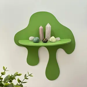 Green Wall-Mounted Display Rack, Floating Shelves