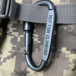 Tactical D-Ring Carabiner with "NOT FOR CLIMBING" Marking – Heavy-Duty Metal Quick-Release Hooks for Outdoor Gear, Bags & EDC (Pack of 1)