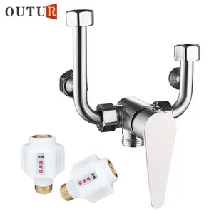 304 Stainless Steel U Type Shower Mixer Valve for Electric Water Heater Surface Mounted Bathroom Thermostatic Shower Switch