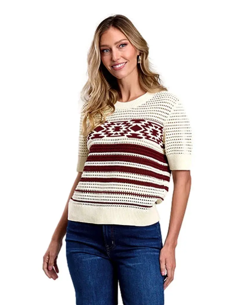 Stetson Chocolate & Cream Sweater, Tank Top, Cotton, Knitwear, Crochet, Casual, Sweater Fabric Women's Pullovers, Clothes, Classic Women's Knitwear