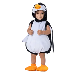 Penguin Costume For Babies - Sleeveless Baby Romper with Hood & White Flipper Wings – Unisex Animal Dress Up for Halloween, Farm Theme, Cosplay & Playtime