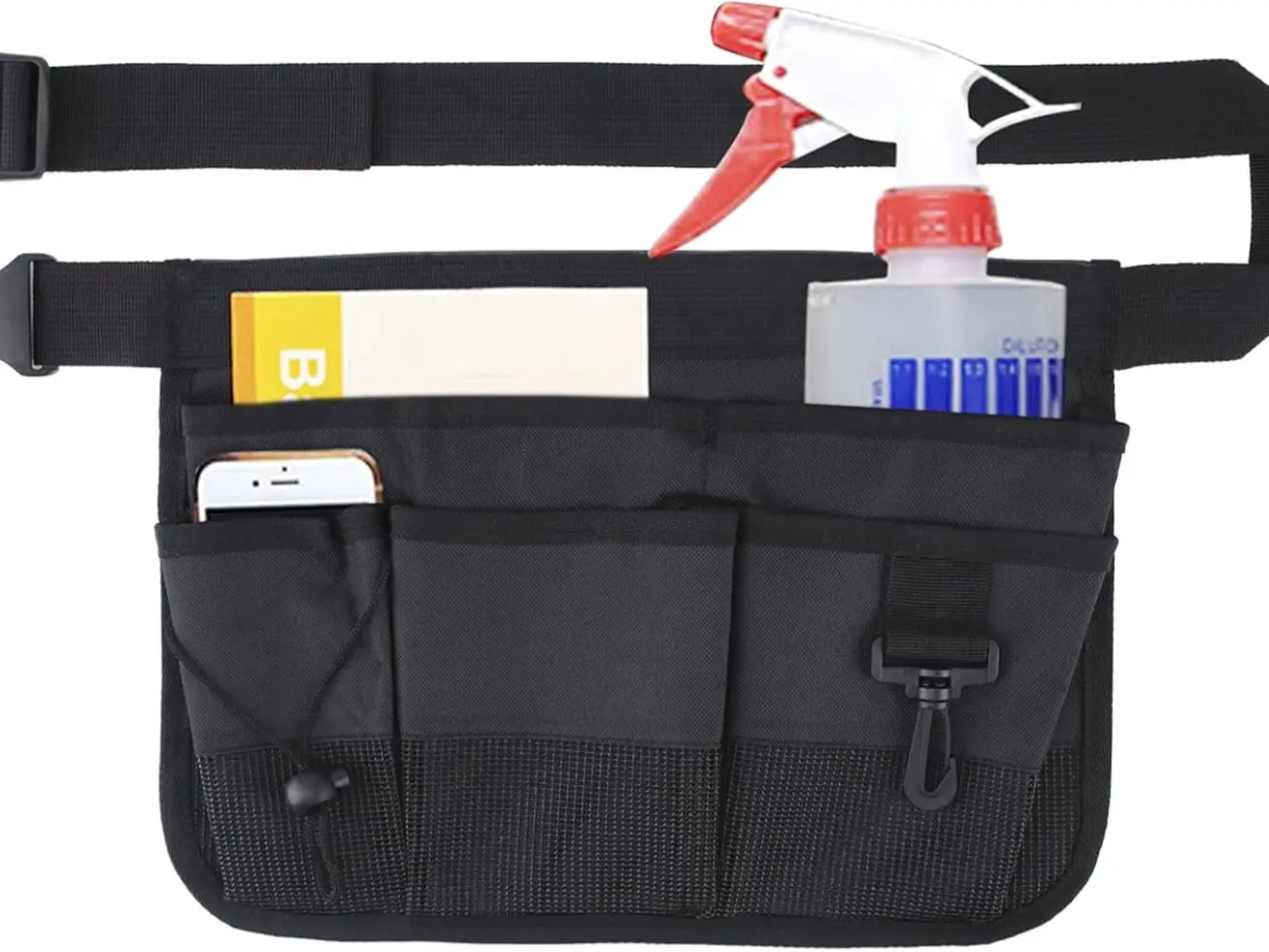 Gardening Belt Tool Pouch - Heavy-Duty Oxford Fabric Organizer Waist Bag, 7 Different Sizes & Depths of Convenient Pockets, Easy to Clean (Black)