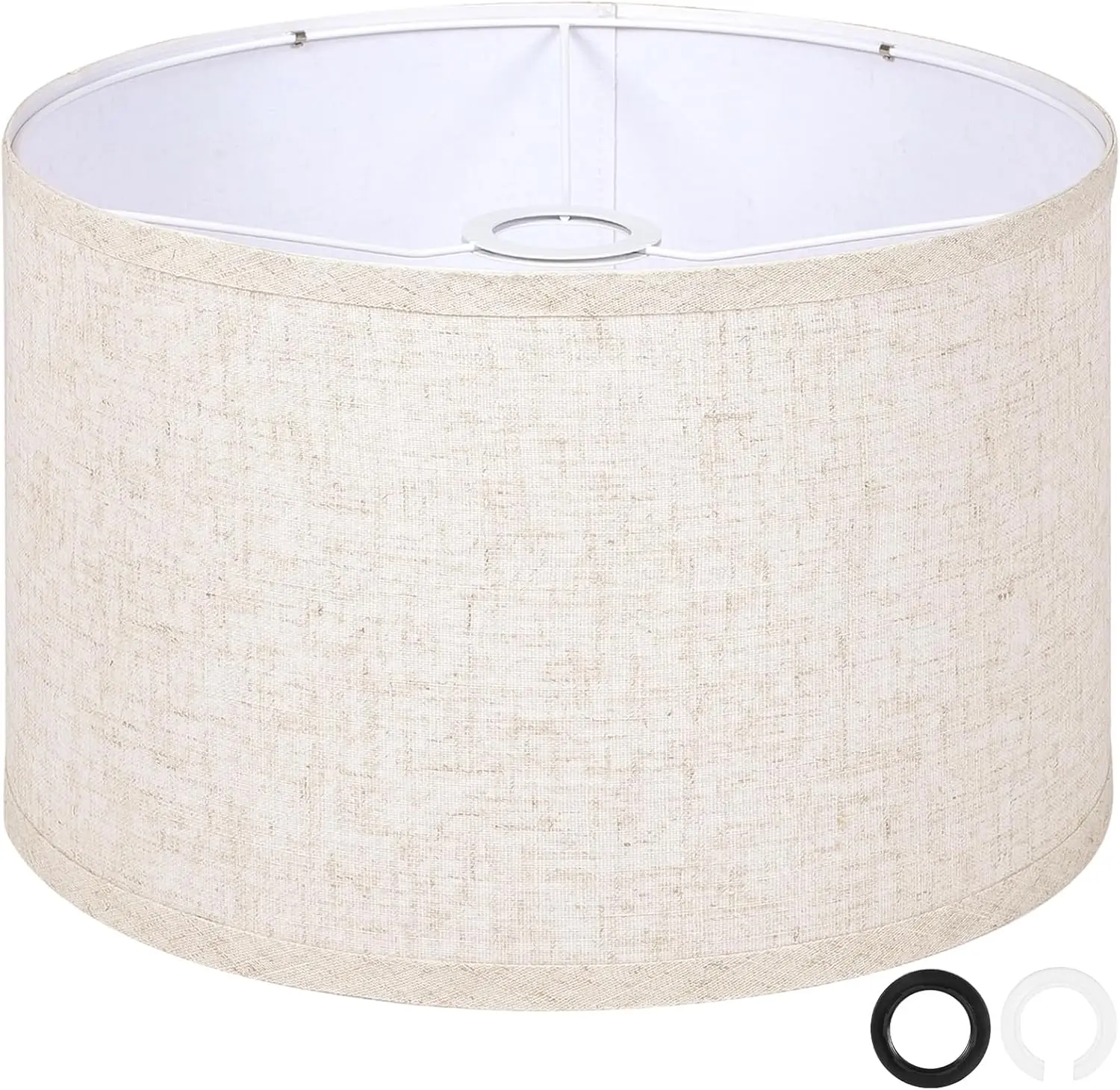 Beige Large Drum Lamp Shades for Floor Lamps, 16" Top x16" Bottom x 9" High, Easy to Assemble, Replacement Linen Lampshades for Table Lamps & Bedside Lamps (1.65" Spider)