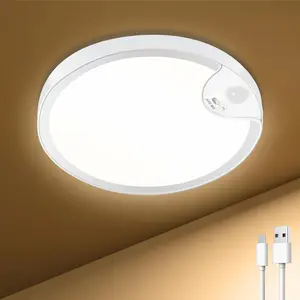 Spring Sales Rechargeable Motion Sensor Closet Light,No Remote, IP54 Waterproof Wireless Battery Operated Ceiling Light 3CCT Cordless Motion Activated for Bathroom Shower Stairs Hallway