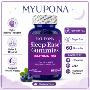 MYUPONA Sleep Ease Melatonin-Free Sleep Gummies for Adults, Sugar-Free Bedtime Relaxation with Magnesium Glycinate, L-Theanine & GABA, 60 Gummies