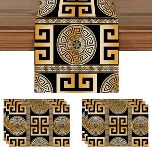 Classic Geometric Pattern Table Runner, Perfect for Home Dining Room Decor, Indoor Outdoor Party Supplies, Holiday Gift Idea