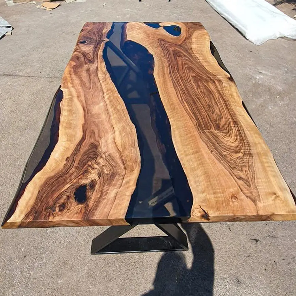 [OST105] Olive Wood Epoxy Table custom epoxy river slab table, Executive Desk, Custom Large Epoxy River Table, Solid Wood Slabs Table, Large Computer Office Desk Workstation, Business Furniture for Home Office (ERT24010)
