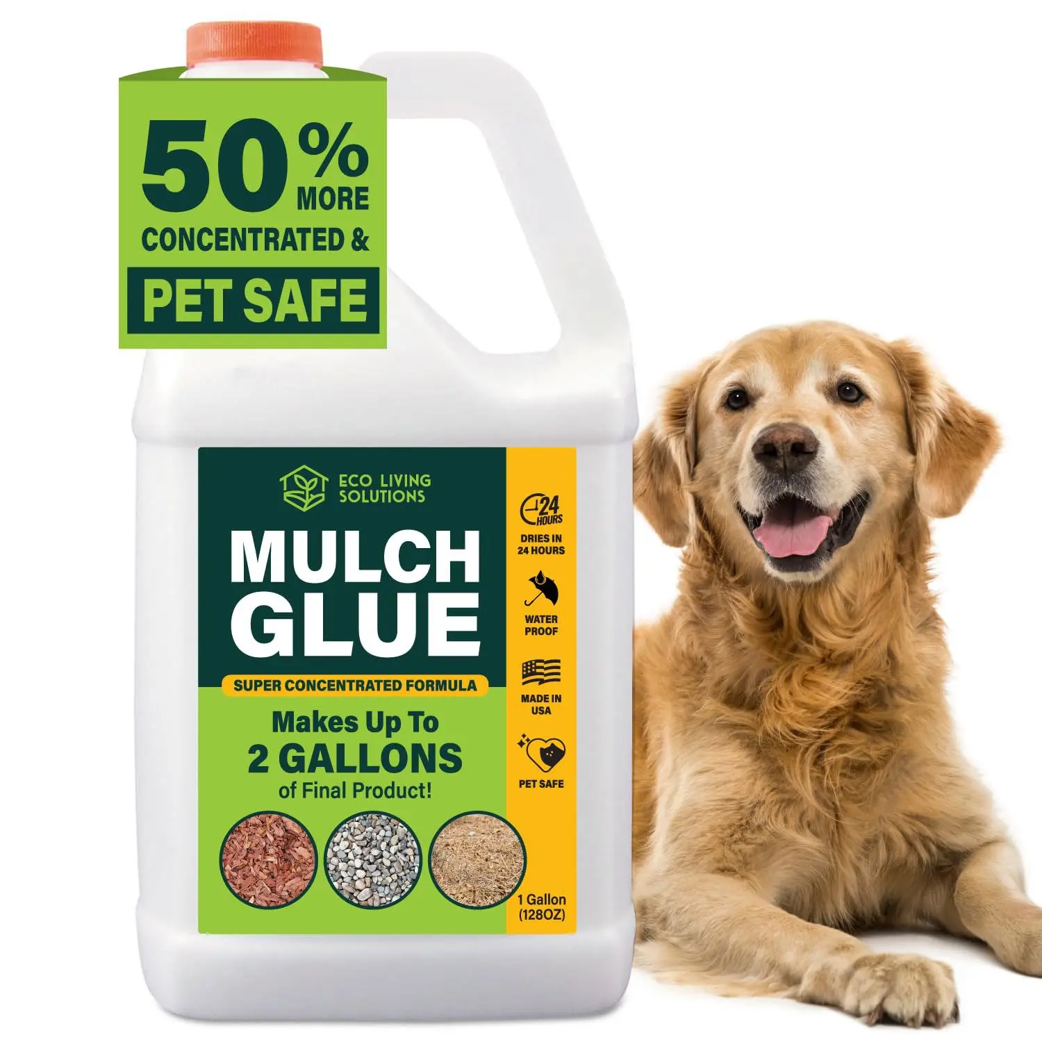 Mulch Glue for Landscaping - Rock Glue & Gravel Glue | Spray Glue for Paver Sealer | Landscape Glue for Mulch & Pebbles | Gravel Binder | Pet Safe Mulch Glue - 1 Gallon