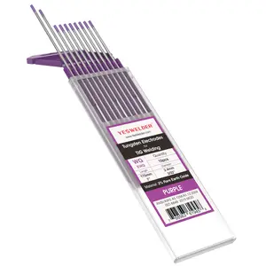 YESWELDER TIG Welding Tungsten Electrode .040" 1/8" 1/16" 3/32" x 7" 10-pk | 2% Rare Earth Blend, Non-Radioactive Comparable to E3 Purple