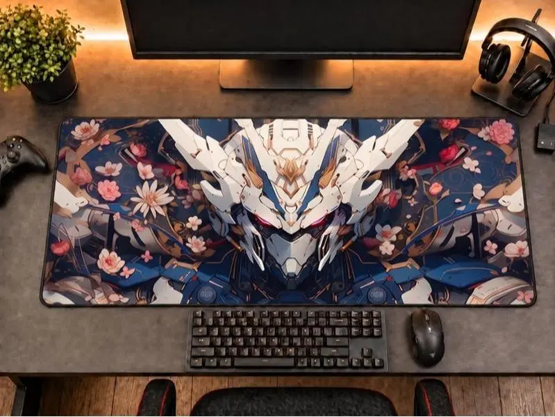 [Sale Up to 65% Off][Free Shipping] Japanese Mecha Warrior Desk Mat, Anime Robot Gaming Mouse Pad, Gundam Inspired XL Keyboard Mat, Otaku Gamer Gift