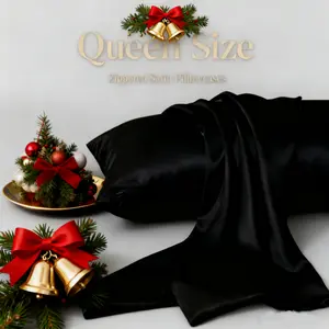 BEDSUM Queen 2 Pieces Silky Satin Pillowcases with Hidden Zipper, Super Soft Pillow Cases for Hair and Skin, Christmas Gift