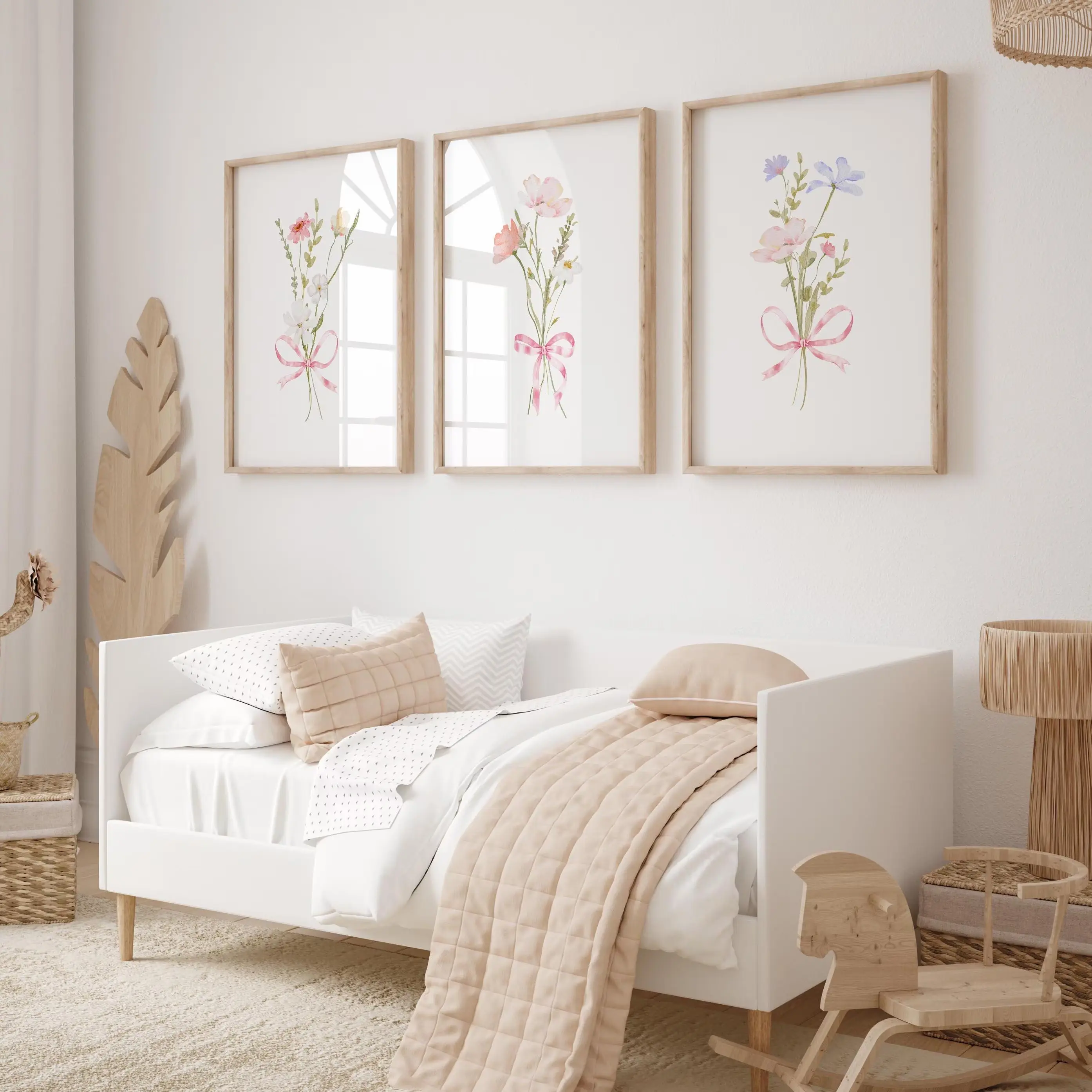 Coquette Flower Bow Set of 3 Poster Unframed  for Teen Girls Bedroom Cute Floral Decor Above Bed  Girly Wall Art Soft Pink Aesthetic Bow Posters