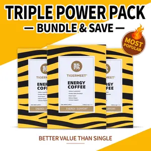 TIGERMEET Energy Coffee 3-Pack (18 Sachets) — Instant Arabica Ginseng Coffee with Goji | Smooth Coffee Blend