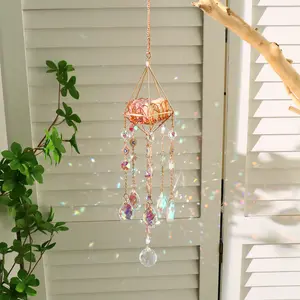 Crystal Sun Catcher Handmade Suncatcher Hanging Wind Chime for Indoor Outdoor Decor Dreamy Light Shadow Effect Rainbow Maker Gift