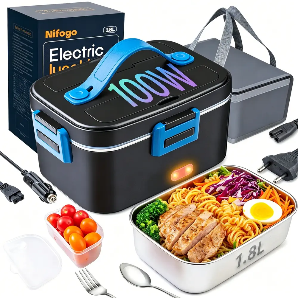 Portable Electric Thermal Lunch Box - Stainless Steel Leak-Proof Thermal Box for Car Interior, Daily Commutes, Multi-Color Options, Indicator Light Heating Status Reminder