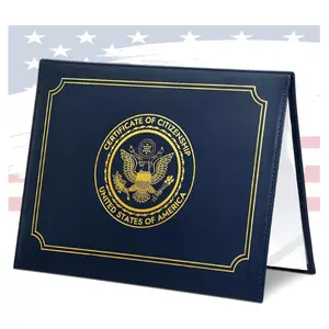 US Citizenship Certificate Holder, COIDEA US Citizenship Gifts, PU Naturalization Certificate Holder with Gold American Seal, Certificate Cover with Padded, Standard Size