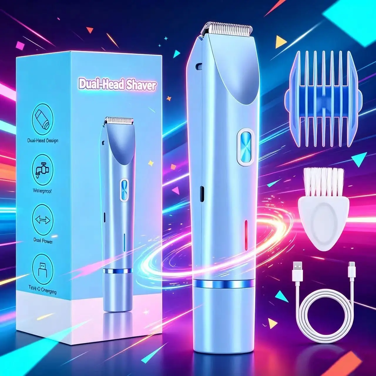 Rechargeable Electric Trimmer, Mini Bikini Trimmer for Women, Body Hair Remover, Dual Head Electric Depilator, Portable and Efficient, Cordless Trimmer, Wireless Rechargeable Trimmer