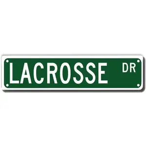 Lacrosse Dr Street Sign, Lacrosse Gift, Lacrosse Wall Decor for Home Office Garage Man Cave Plaque Quality Metal Sign 16x4 Inch