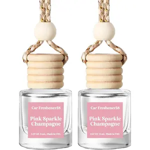 Car Air Freshener Diffuser 2 Pack Hanging Air Freshener Diffuser - Pink Sparkle Champagne Fragrance Oil Air Diffuser for Car, 45+ Days Long Lasting Fragrance Made in USA Car Air Fresheners