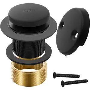 Matte Black Bathtub Drain Tip- Tub Trim Set with Two-Hole Overflow Faceplate Bathroom Tub Drains Replacement Conversion Tub Drain Kit Assembly with Universal Fine & Coarse Thread