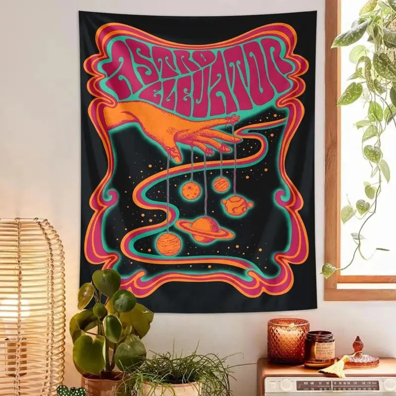 Psychedelic Planet Pattern Tapestry, 1 Count Cosmic Starry Star Magic Art Tapestry, Bohemian Style Wall Hanging for Home Living Room Bedroom Dormitory Decor