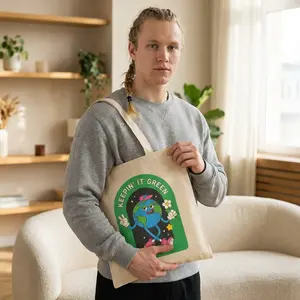 Keepin' It Green Earth Character Tote Bag | Eco-Friendly Canvas