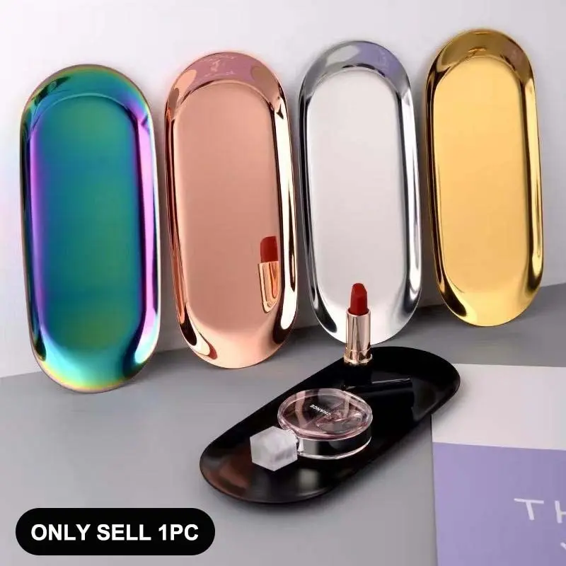1pc Nail Tool Cleaning Tray, Multiple Functions Stainless Organizer for Nail Clippers & Tweezers, Easy Clean Nail Care Manicure Station Tray, Oval Shape Compact Storage Dish Nail Art Accessory Display Trays, Stainless Steel
