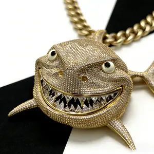 TK 2026 Plated Oversized Predator Shark Pendant | European & American Hip-Hop Style Personalized Versatile Accessory for Any Occasion customizable with engraved letters, logos or patterns Complimentary shipping