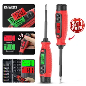 KAIWEETS Voltage Tester with Screwdriver, NCV Function, AC 3V-500V With LCD Alert Display, Live Wire Test, Wire Breakpoint Finder, Audible Alarm, Portable Electrical CircuitDetector Tool for Home & Pro Use, For DIY enthusiasts, Phillips screwdriver, Red