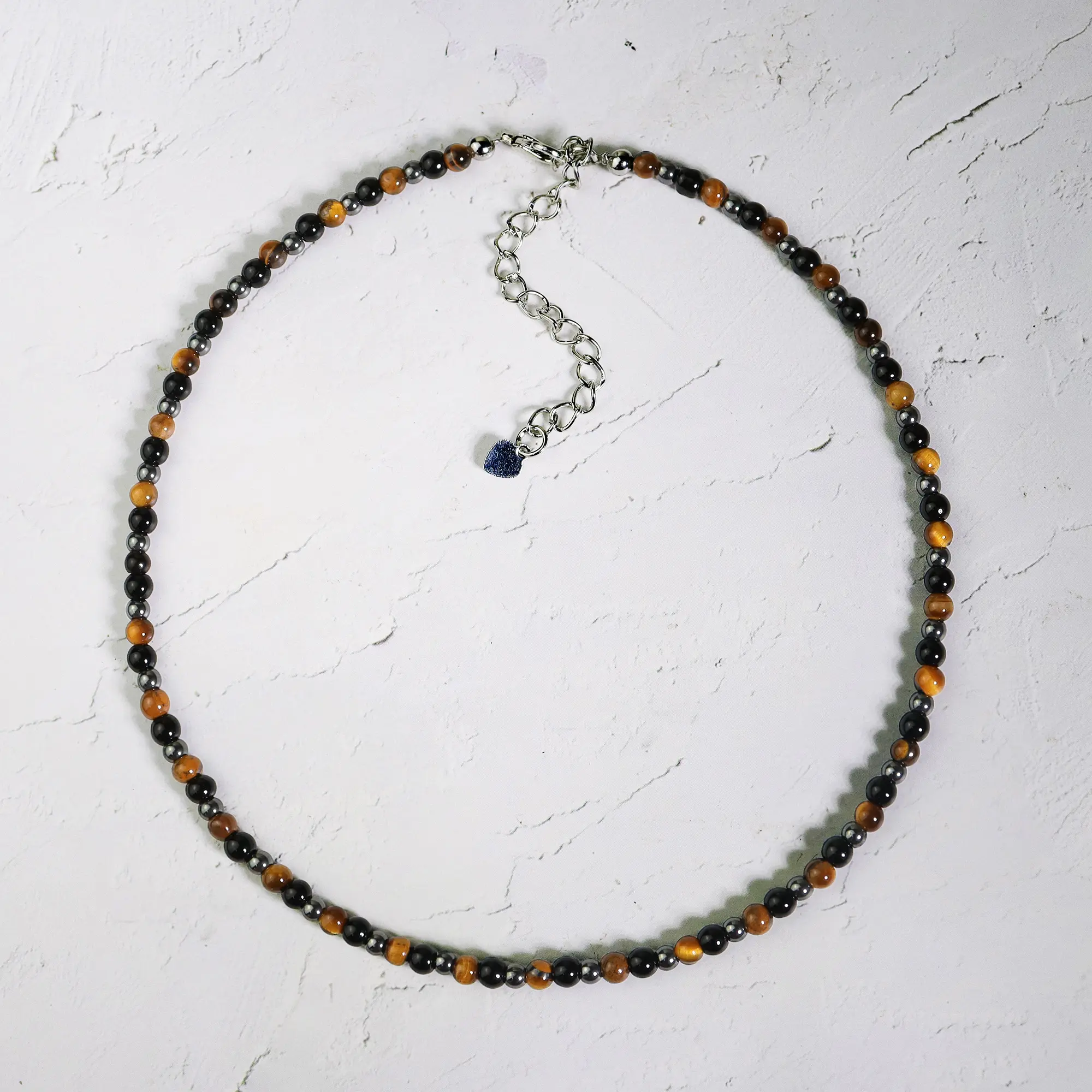 Women's Handmade Triple Protection Beaded Choker Necklace - Tiny Dainty Natural Crystal Gemstone, Waterproof, Minimalist Adjustable Length Necklace, Gift for Her