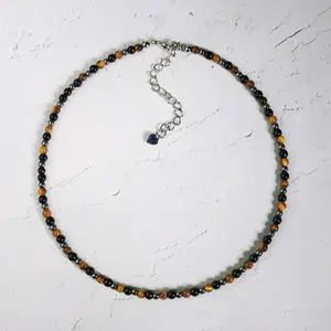 Triple Protection Beads Choker Necklace, Tiny Dainty Gemstone Beaded Necklace, Waterproof Crystal Beaded Choker, Dainty Minimalist Style for Women Handmade Adjustable, gift for her