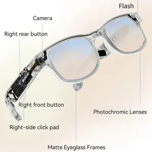 Smart Bluetooth Glasses with Camera, 1080p Video Recording Wearable Glasses, Multifunctional Wireless Audio Glasses with Headphone, Outdoor Sports Camera Sunglasses with Intelligent Voice Assistant, Anti-blue Light Protection Eyeglass