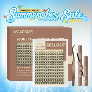 MaxComfi Wispy Lash Clusters Puppy Lashes -Sellout Style  Individual Eyelashes DIY Kit, Comfortable, Long-Lasting, Waterproof, Super Soft, Thin Band, Flora Style, Natural Daily Volume, Beginner-Friendly, Easy Apply Makeup Essential Summervibes, Flawless