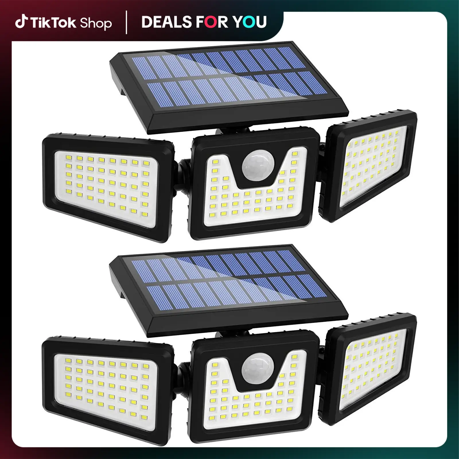 2 Pack LED Motion Sensor Solar Lights Outdoor IP65 Waterproof Security Lamp New, Outdoorfun