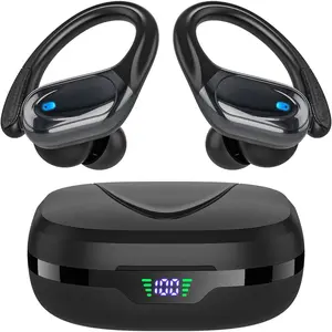Earbuds  Headphones 80hrs Playback Ear Buds Power Display with Noise Canceling Mic Headsets for /Workout/Running Black