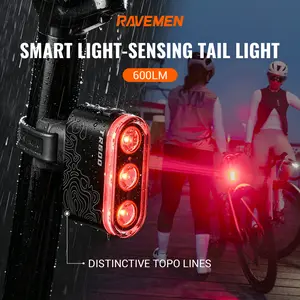 RAVEMEN TR600 Bike Tail Light | 600LM | Brake Sensor | Auto On/Off | Side Visibility | 350H Runtime | Aero Seatpost | USB-C