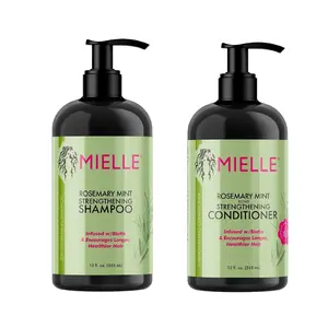 Mielle Rosemary Mint Haircare Bundle Set - 12 fl oz Natural Herbal Premium Shampoo & 12 fl oz Conditioner