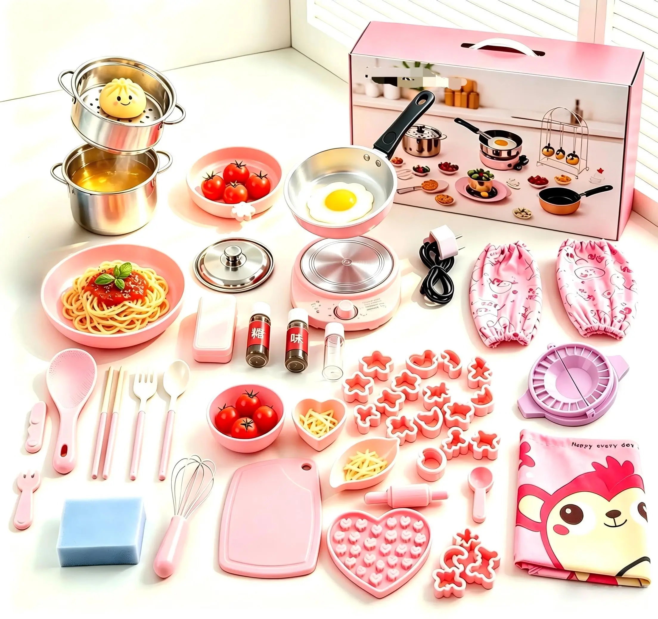 27-Piece Real Mini Cooking Set for Kids - Authentic Functional Kitchen Toy, Montessori Educational Chef Set & Holiday Gift for Boys & Girl
