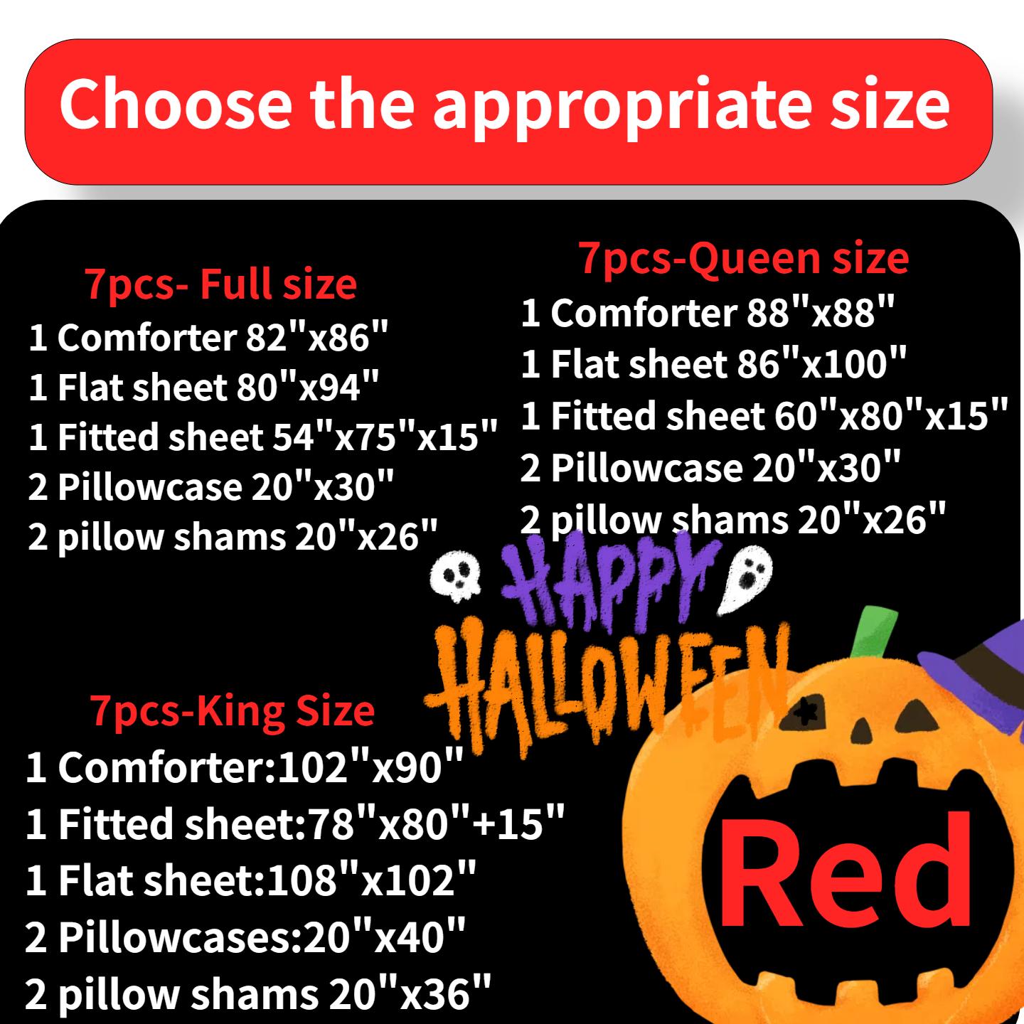 Cosybay 7-Piece Luxurious Comforter Set - Queen / King Size - Christmas pumpkin comforter set - Reversible down alternative duvet- Breathable & Lightweight - Perfect for All-Season Comfort - Includes Flat Sheet, Fitted Sheet, Pillowcases & Pillow Shams