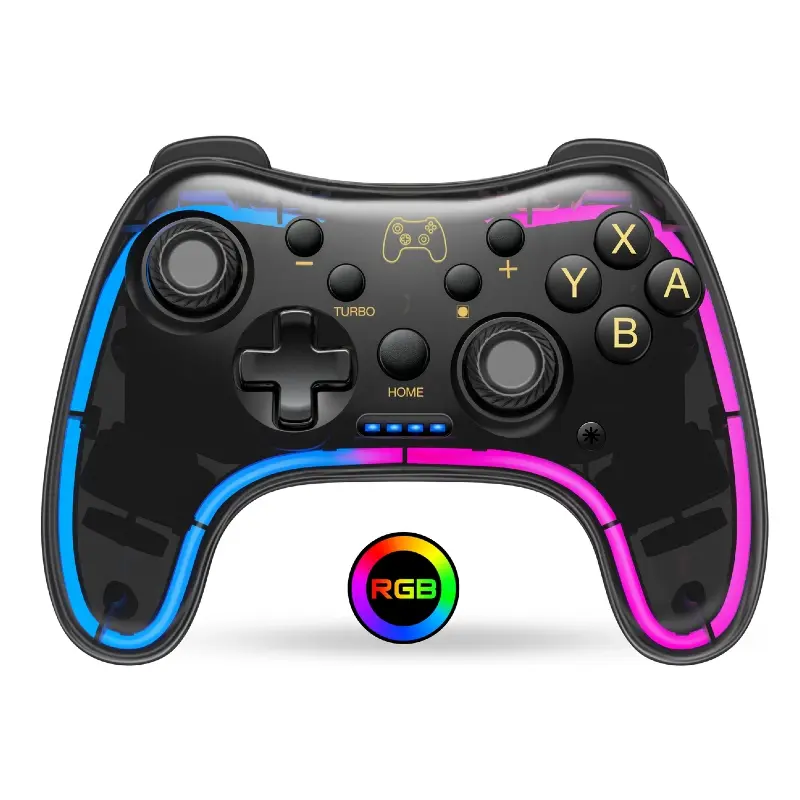 Wireless Switch Pro Controller Replacement for Nintendo Switch/OLED/Lite, Bluetooth Console Accessory with RGB LED Lighting, Turbo Mode, Vibration, Adjustable Joystick Dead Zone, Multi-Platform Compatible with PC, iOS, Android