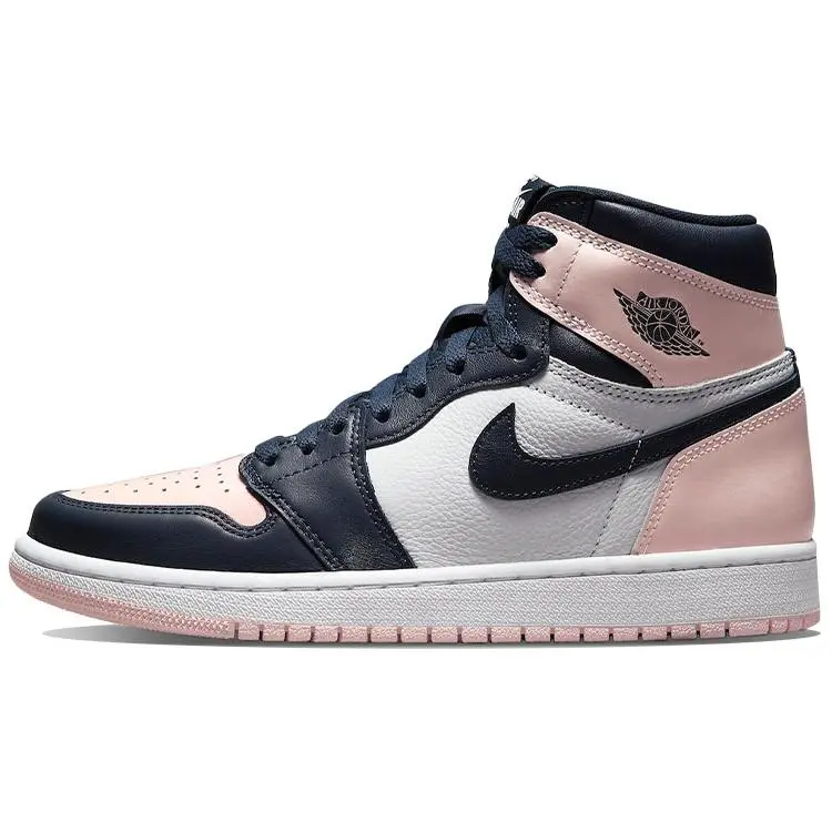 Jordan 1 Retro High OG Atmosphere Basketball Shoes White-Laser Pink-Obsidian Women's DD9335-641