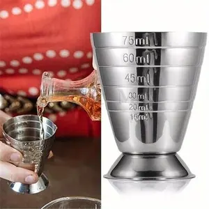 Stainless Steel Wine Measuring Utensils, 1 Count Measuring Glasses with Graduations, Perfect for Measuring Cocktails & Mixed Drinks