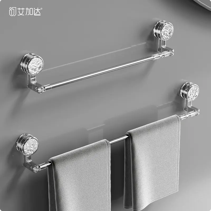 suction cup towel holder, telescopic rod, bathroom hanging rod, no-drill rotating towel holder, bathroom bath towel rack, towel storage