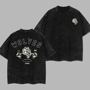 [GoldenIron]  Wolves Club Bodybuilding Retro Unisex Acid Washed T-Shirt, 100% Heavy Cotton Workout Tee, Men's Sport Outfit, Gym Men's T-shirt - Tank Top, Muscle Training Shirt, Gift for man