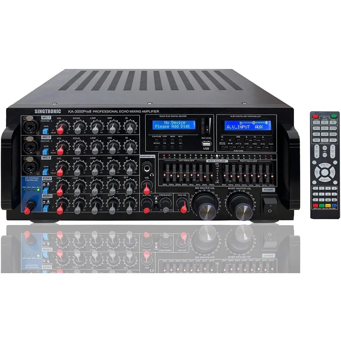 Singtronic KA-3000ProII 3000W Professional Karaoke Mixing Amplifier | DJ/KJ Console with HDMI ARC, 8-Band EQ, USB Recording, Bluetooth, Optical Input