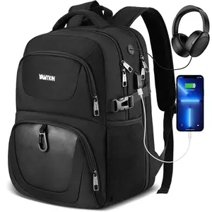 YAMTION TSA Friendly Laptop Backpack with USB Charging & Headphone Jack | Water Resistant 15.6" Travel Rucksack with Basketball Compartment outdoorfun