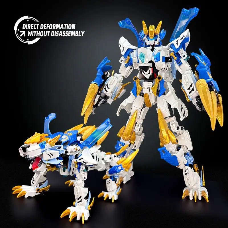 White Tiger Mech Building Blocks Set, 2-in-1 Transformable Warrior Robot Action Figure, Mech Beast Tiger Model Toy, Creative STEM Building Project for Boys & Adults, Birthday Christmas Gift, Articulated Combat Mecha, Poseable Warrior, Collectibles