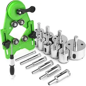 17PCS Diamond Hole Saw Kit - Tile Drill Bits Set with Double Suction Cups & Guide Jig, 4mm-83mm Serrated Hollow Drill for Ceramic, Glass, Tile, Porcelain, Marble, Granite Springtok Workplace