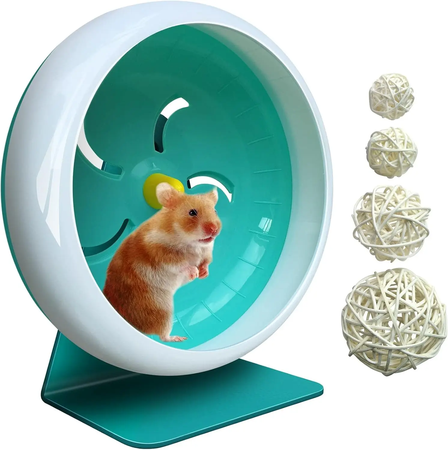 7in Blue Silent Hamster Running Wheel with Adjustable Stand, Super-Silent Exercise Wheel for Hamsters Gerbils Mice and Other Small Pets