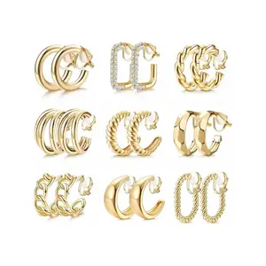Women’s clip-on earrings, thick plated clip, fashionable non-pierced faux jewelry, non-pierced earrings, all-season casual